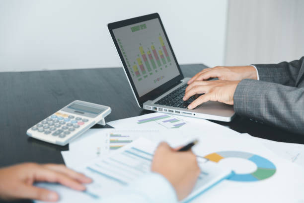 istock Business team collaboration discussing working analyzing with financial data and marketing growth report graph in team, presentation and brainstorming to strategy planning making profit of company. 1497633099