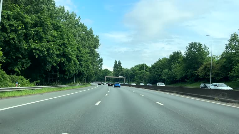 Driving M60 highway near Stockport Greater Manchester