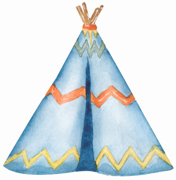 istock Watercolor teepee tent illustration for invitation, wedding or greeting cards. 1497639172