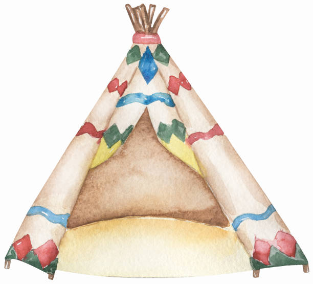 istock Watercolor teepee tent illustration for invitation, wedding or greeting cards. 1497639182