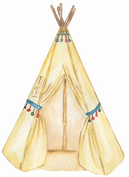 istock Watercolor teepee tent illustration for invitation, wedding or greeting cards. 1497639186