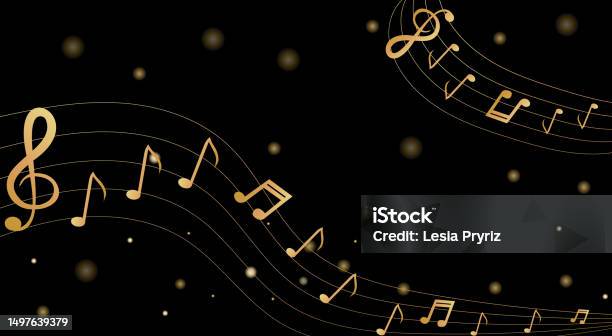 Musical Clef Note Background Musical Background With Clef And Notes And 3d Effects In Gold Tone On ...