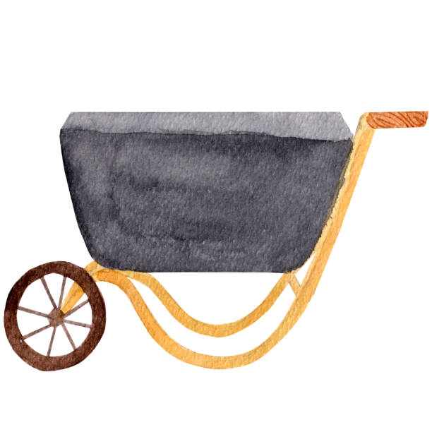 istock Watercolor tool illustration, steel wheelbarrow isolated on white background. 1497641625