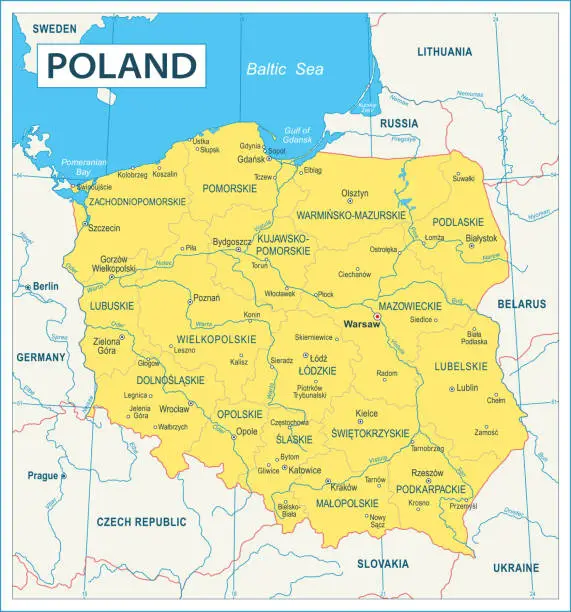 Vector illustration of Poland Map - highly detailed vector illustration