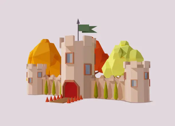 Vector illustration of Castle Low Poly Vector