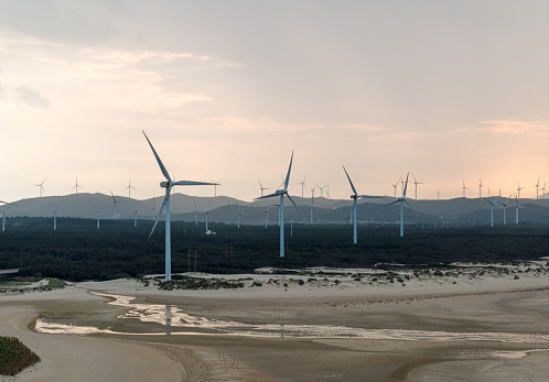 Wind farm on the beach