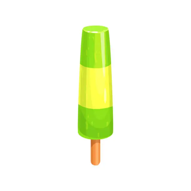 Vector illustration of Cartoon fruit popsicle ice cream on wooden stick