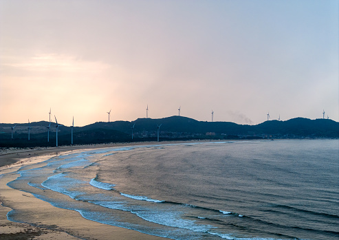 Wind farms along the coastline