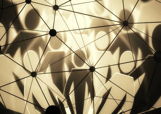 Silhouette illustration of people connected on the internet in the concept of global communication