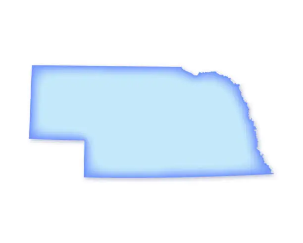 Vector illustration of Nebraska Soft Blue Vector Map Illustration
