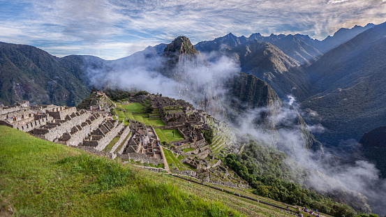 Macchu Pichu ruins in the mountain in early morning.