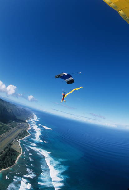 istock Skydiver soars above coastal landscape 1497656350