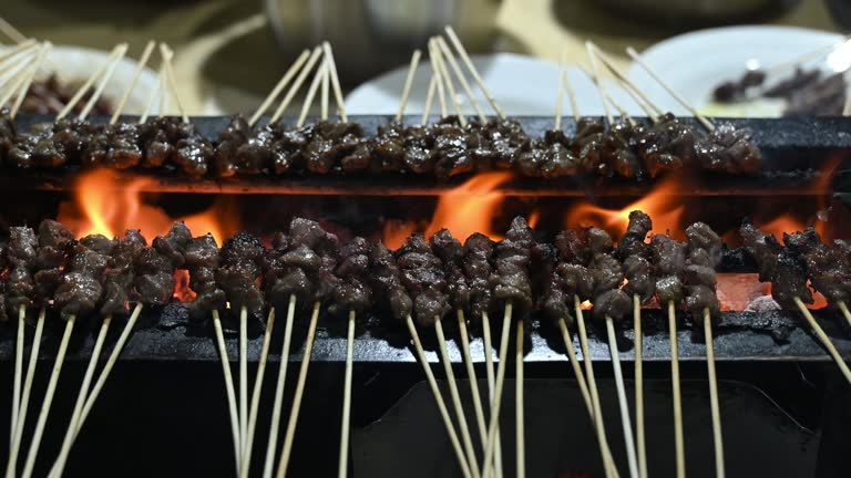 Traditional food Goat satay and beef satay in Aceh, Indonesia