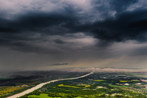 Rainy weather. Drone photography.