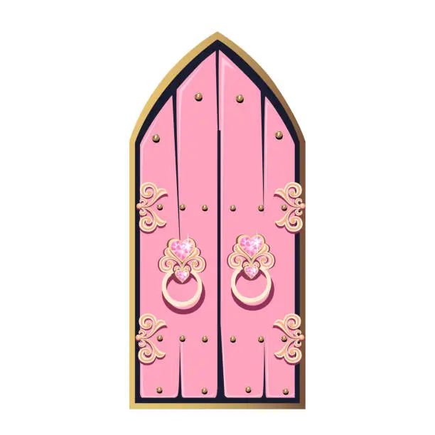 Vector illustration of pink princess door