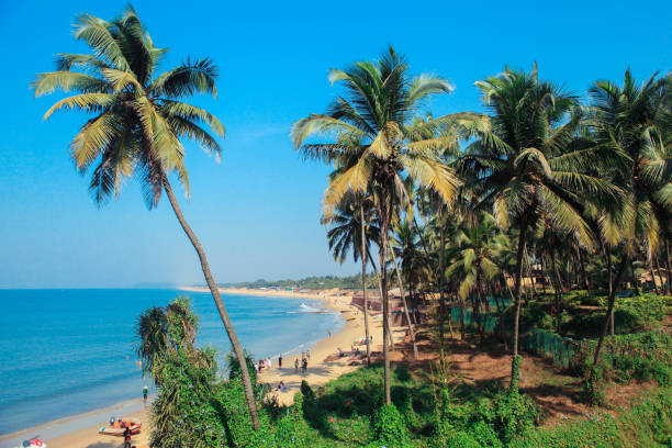 istock Sunny Beach with Tourists in the Goa state 1497665584