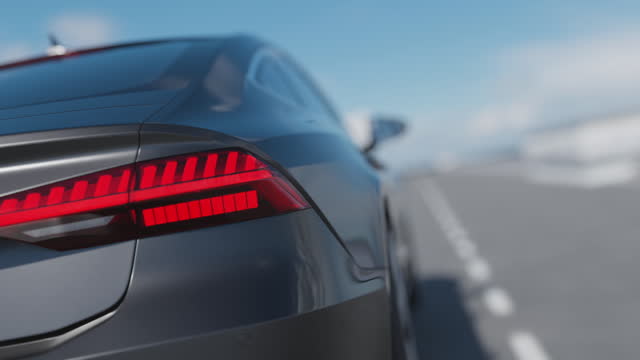 3d visualization of the taillight of a car on the highway
