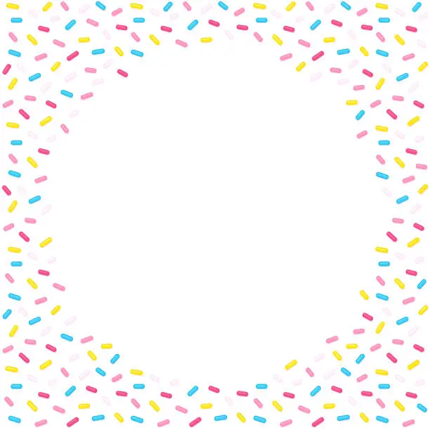 Vector illustration of Sugar sprinkles frame banner