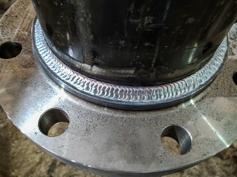The welded between flange and piping in process Gas Tungsten Arc Welding (GTAW)