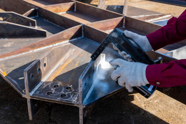 Checking defect in welded with process Magnetic Particle Testing(MT) of Non-Destructive Testing(NDT) at industrial factory. Checking defect in welded with process Magnetic Particle Testing(MT) of Non-Destructive Testing(NDT) at industrial factory. magnetic-particle stock pictures, royalty-free photos & images