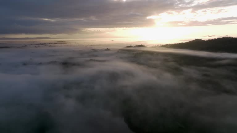 Aerial video above the clouds in the jungles of Costa Rica