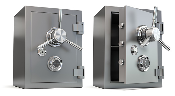 Bank vault safe isolated on white. Security and protection. 3d illustration