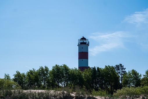 Estonian coastal lighthouse. On the seashore at the Russian border. Estonia