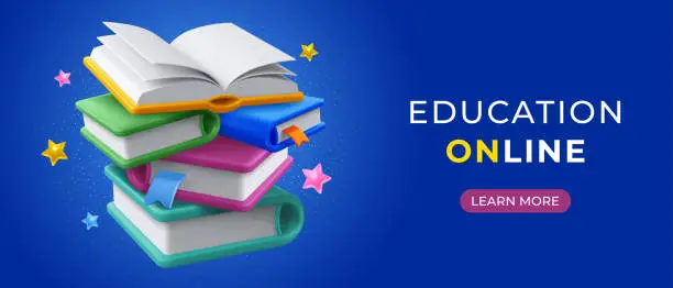 Vector illustration of Education Concept Banner Template With Books