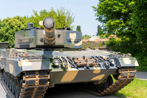 istock German-made Leopard 2A4 tank with camouflage paint 1497694552