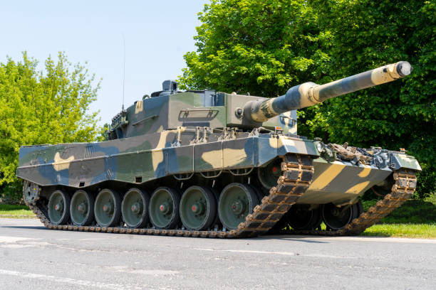 istock German-made Leopard 2A4 tank with camouflage paint 1497694568