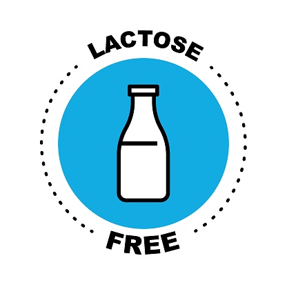 Lactose free symbol or label with milk bottle.