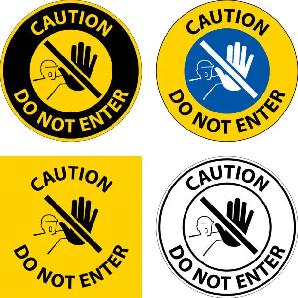Vector illustration of Caution Do Not Enter Symbol Sign on white background