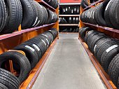 Car tires in the store