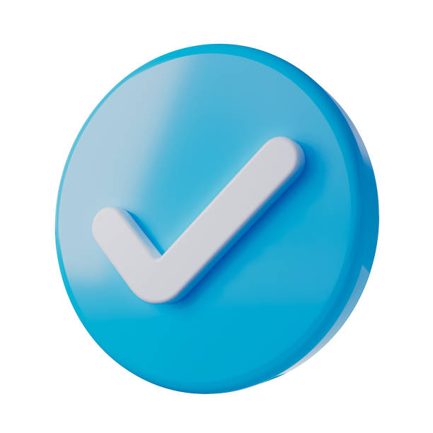 istock Blue Tick 3D Icon. Right, Approval Sign rounded icon 3D Illustration 1497698469