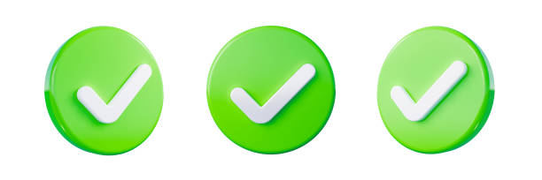 istock Green Tick 3D Icon. Right, Approval Sign rounded icon from different angles 3D Illustration 1497698474