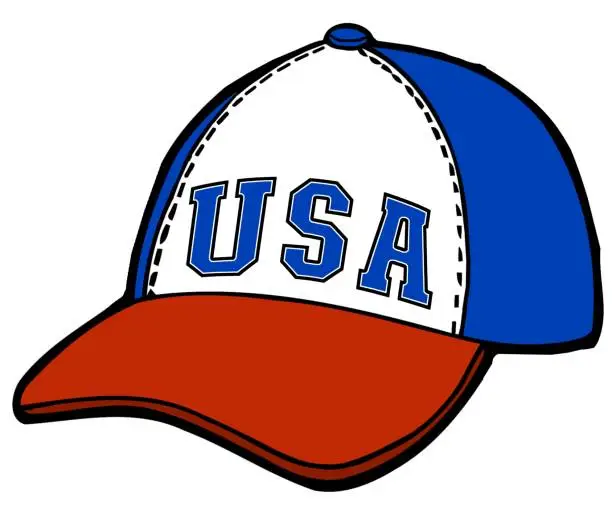 Vector illustration of baseball hat,baseball cap, USA