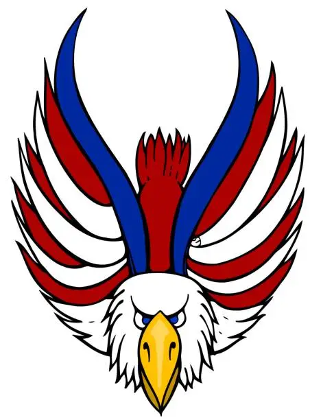 Vector illustration of patriotic bald eagle, 4th of July