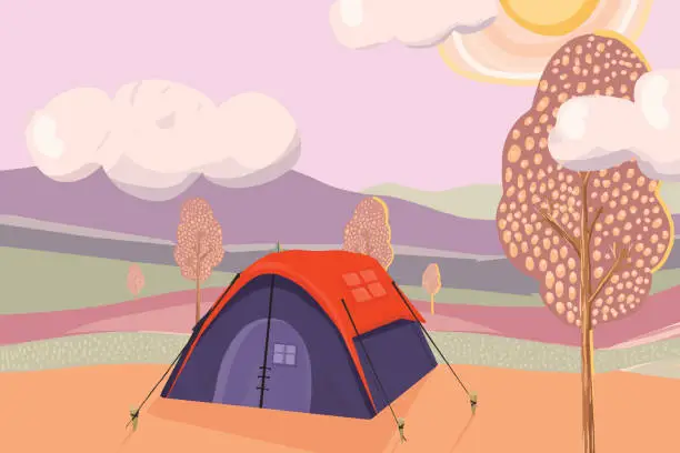 Vector illustration of Idyllic camping site