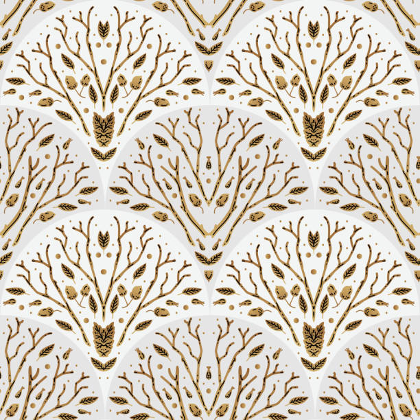 istock Golden art decoration illustration. Luxury seamless pattern with gold leaves. 1497707463