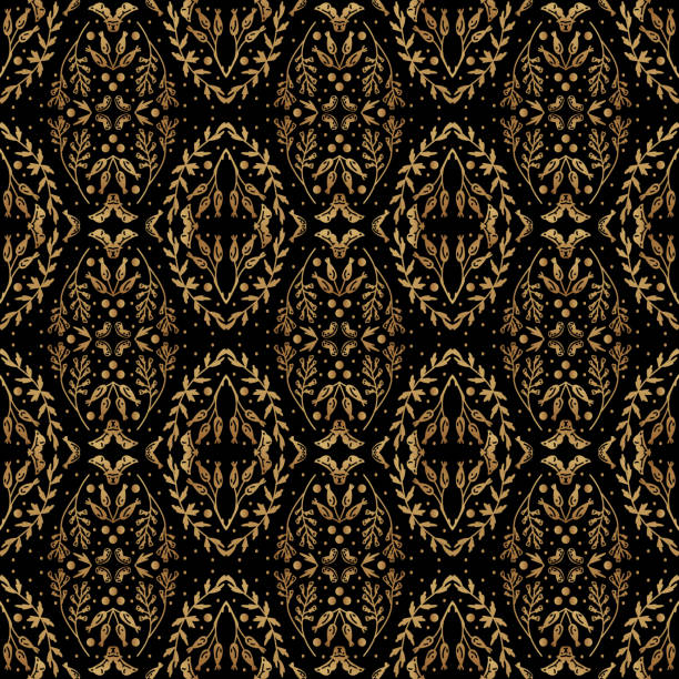 istock Golden art decoration illustration. Luxury seamless pattern with gold leaves. 1497707470