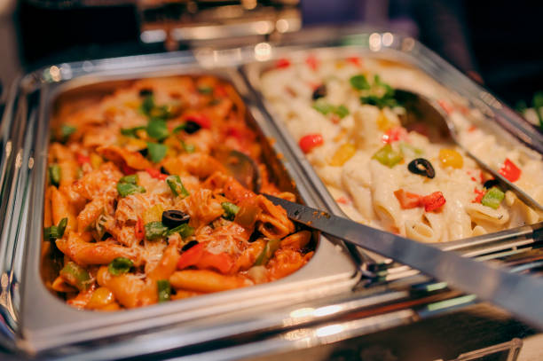 istock White sauce & Red sauce pasta closeup photo 1497707611