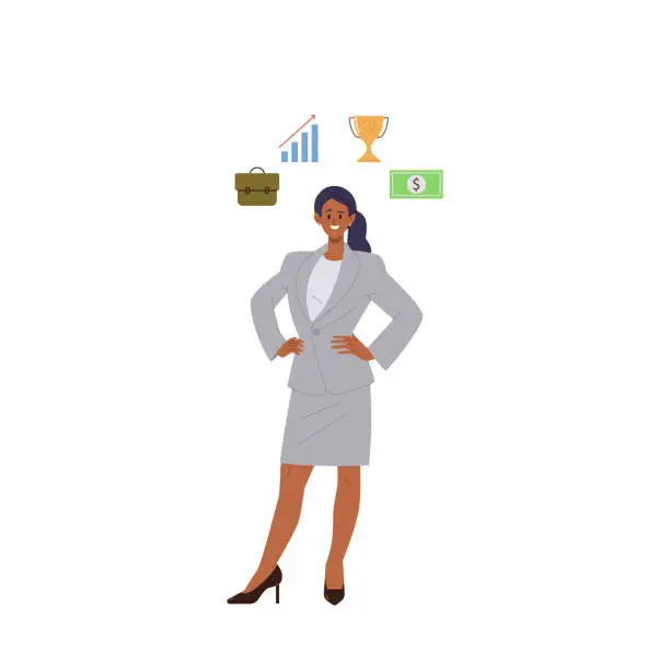 Vector illustration of Basic human needs vector illustration of businesswoman motivated in personal development and growth