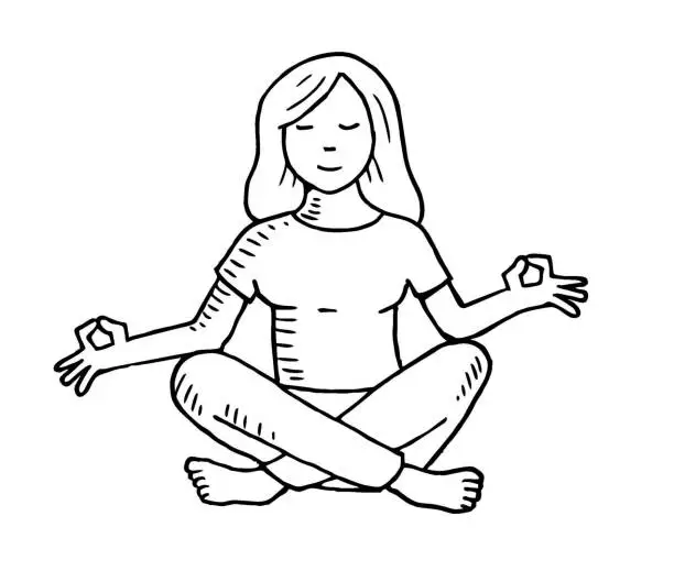 Vector illustration of Girl meditating in Yoga