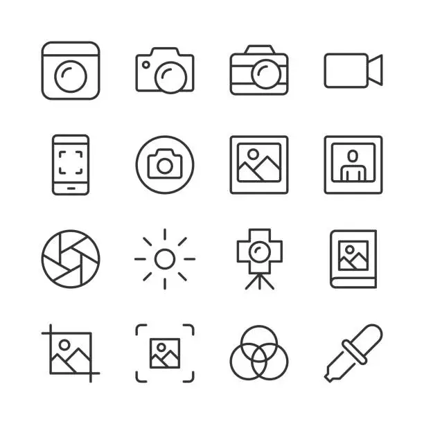 Vector illustration of Camera & Photography Icons — Monoline Series