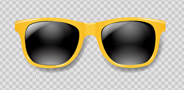 Yellow Sunglasses With Transparent Background With Gradient Mesh, Vector Illustration