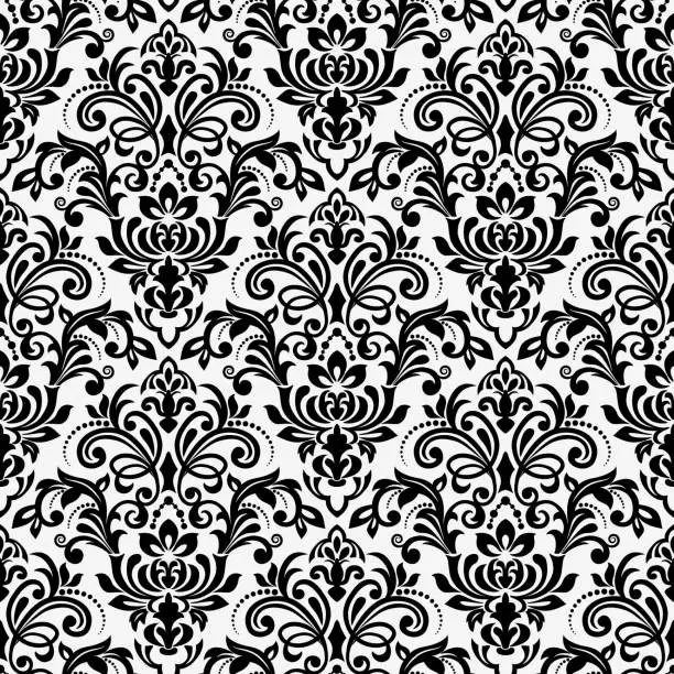 Vector illustration of Vector vintage floral seamless pattern element. Vector damask seamless pattern background. Damask wallpaper