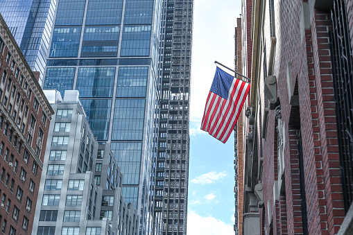 us national flag for a national day on the manhattan landmark