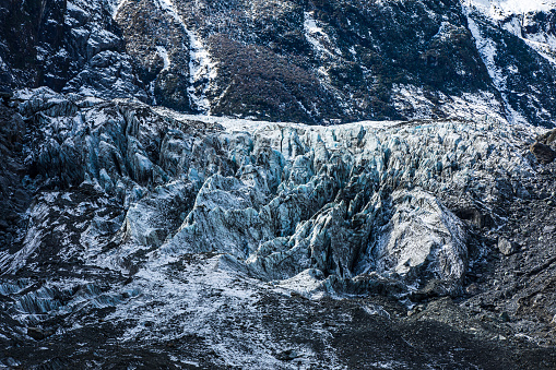 Melting glacier of ice and snow in New Zealand