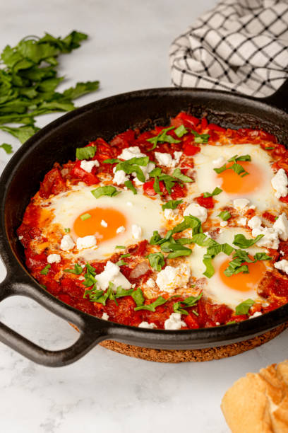 istock Shakshuka in pan on kitchen counter. 1497742340