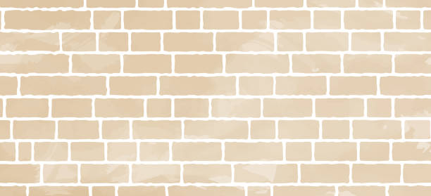 ilustrações de stock, clip art, desenhos animados e ícones de watercolor-style brick wall background illustration - beige - bronze decor tile mosaic